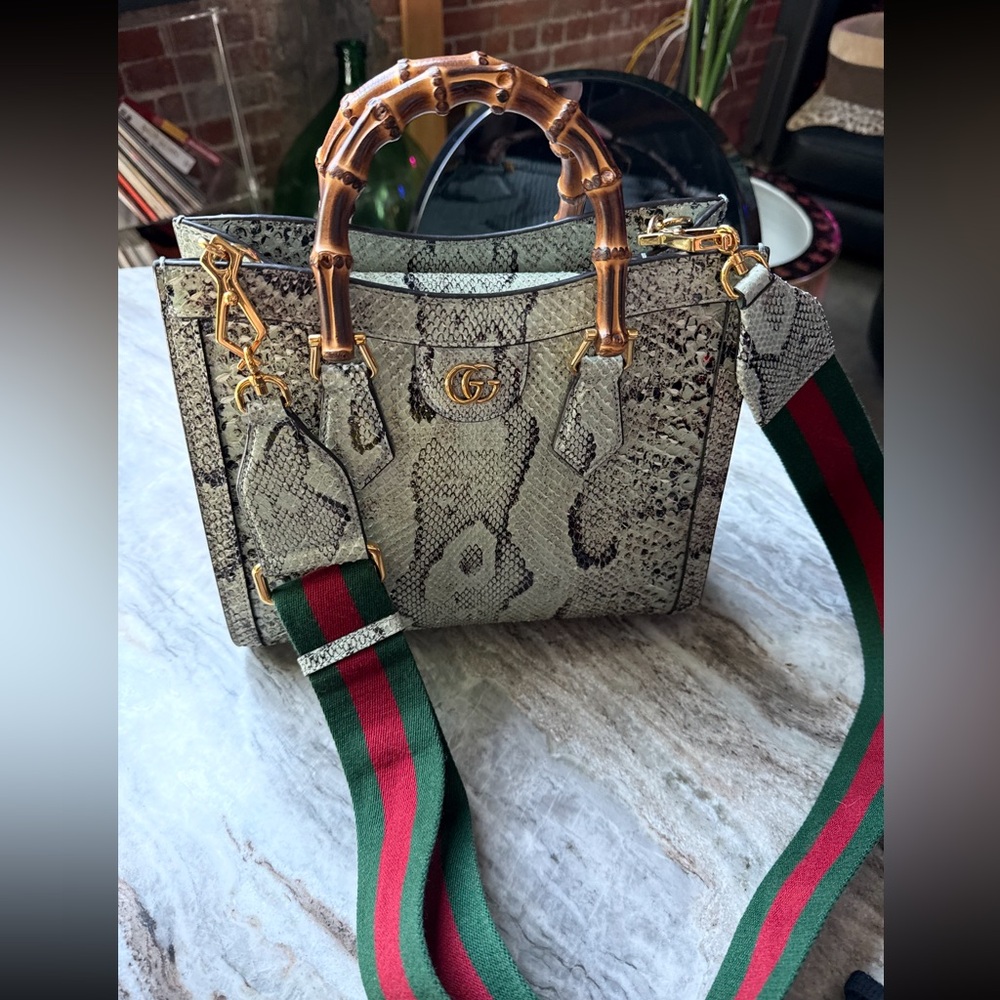 Authentic Gucci Small Diana In Blue Python - image 1